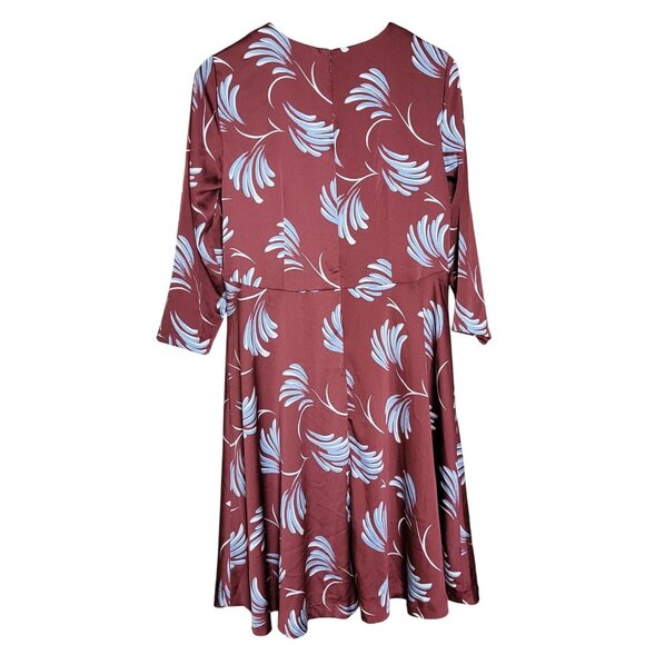 Ann Taylor Loft Womens Floral Print Rust Red A-Line Dress Size 12 - Picture 2 of 8